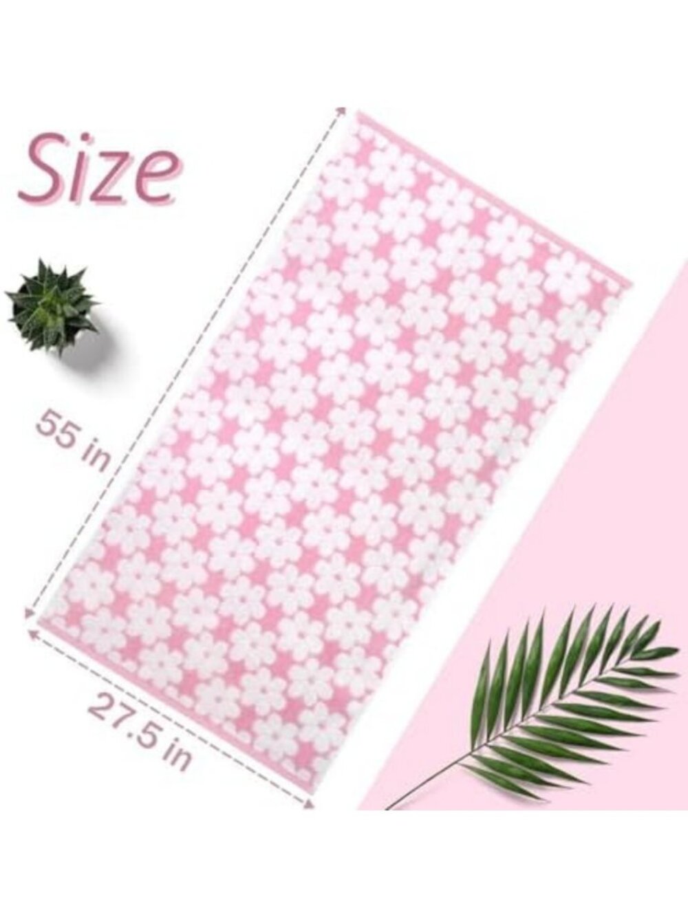 Super Absorbent Pink Bath Towels Set of 2, Decorative 27.5x55 Inches, Soft - Picture 3 of 7
